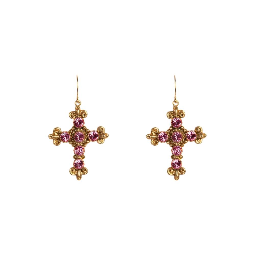 VIRGINS SAINTS & ANGELS VSA Addie Earrings Gold & Fuchsia Pink